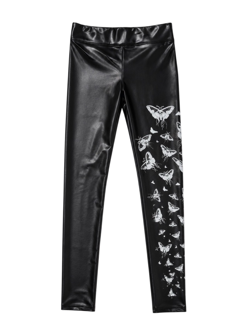 Killstar Faux Leather Gothic Punk Vinyl “Death Head” Moth Leggings